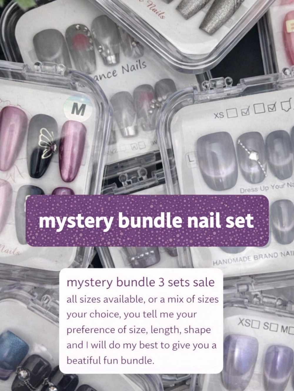 💅 MYSTERY BUNDLE NAIL SET SALE 💅 3 Set Of Acrylic Press- On Nails For $ 20